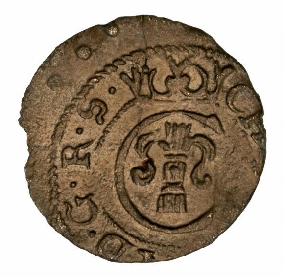 Szeląg 1652 Krystyna Waza Liwonia (1)