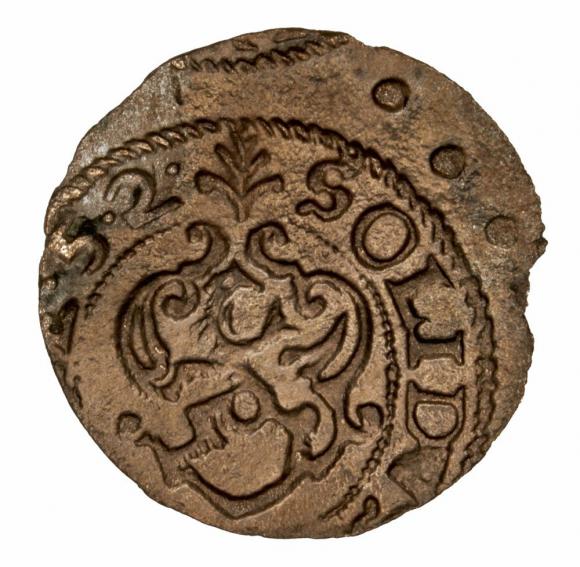Szeląg 1652 Krystyna Waza Liwonia (2)