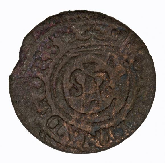 Szeląg 1643 Krystyna Waza Ryga (1)