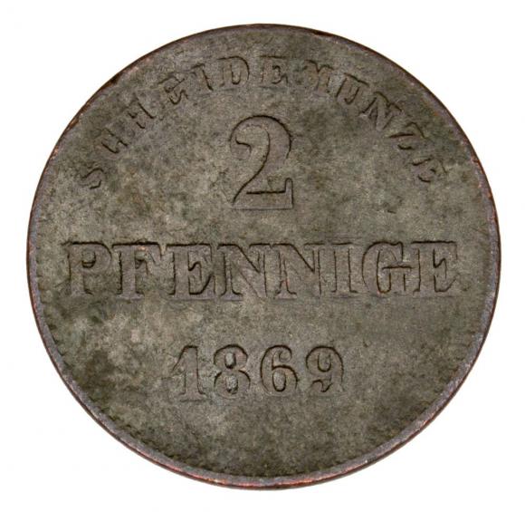 2 fenigi 1869 Jerzy II Niemcy Saksonia Meiningen (2)