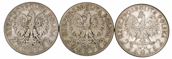 2 złote Głowa Kobiety 1932 1933 1934 zestaw (1)