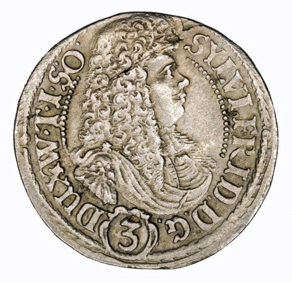 3 krajcary 1676 Sylwiusz Fryderyk Witemberski Księstwo Oleśnickie Oleśnica (1)