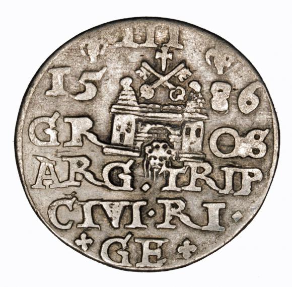 Trojak 1586 Stefan Batory Ryga (2)