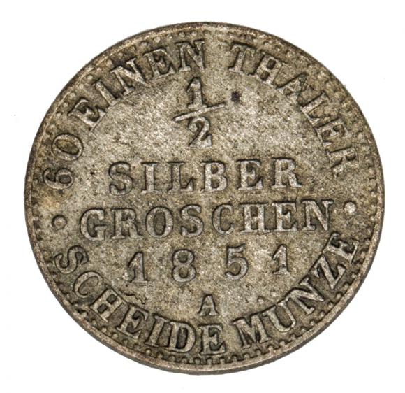 1/2 grosza srebrnego 1851 Fryderyk Wilhelm IV Niemcy Prusy Berlin A (2)