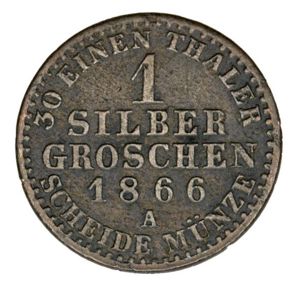 1 grosz srebrny 1866 Wilhelm I Hohenzollern Niemcy Prusy Berlin A (2)