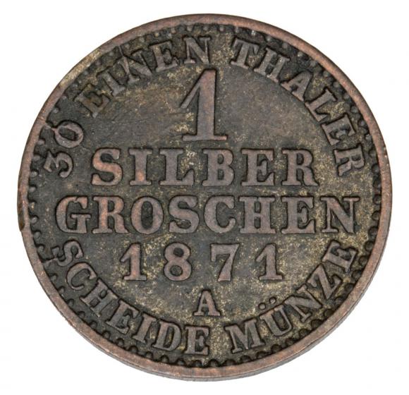 1 grosz srebrny 1871 Wilhelm I Hohenzollern Niemcy Prusy Berlin A (2)