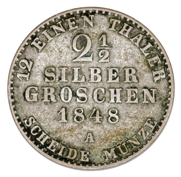 2 1/2 grosza srebrnego 1848 Fryderyk Wilhelm IV Niemcy Prusy Berlin A (2)