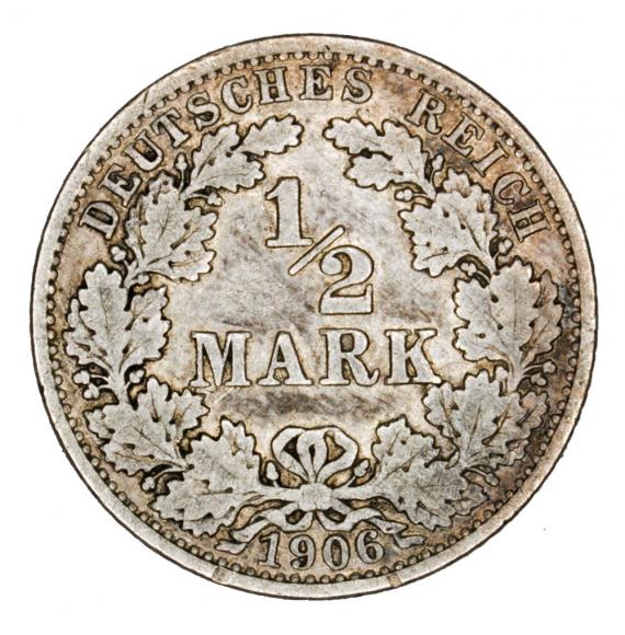 1/2 marki 1906 Wilhelm II Hohenzollern Prusy Berlin A (1)