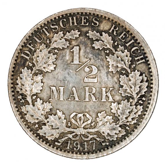 1/2 marki 1917 Wilhelm II Hohenzollern Prusy Berlin A (1)