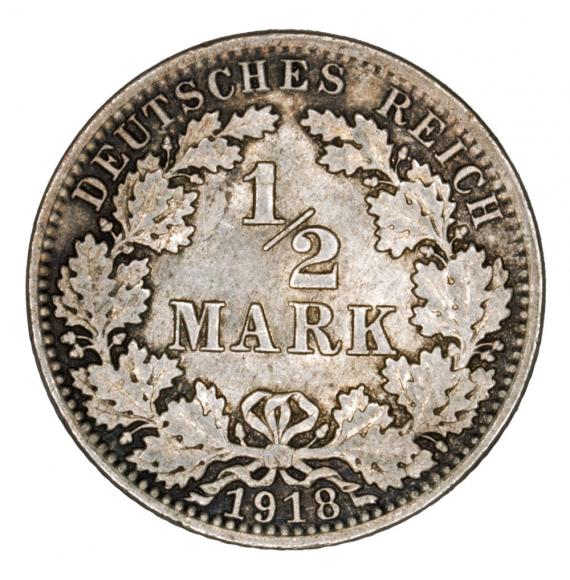 1/2 marki 1918 Wilhelm II Hohenzollern Prusy Berlin A (1)