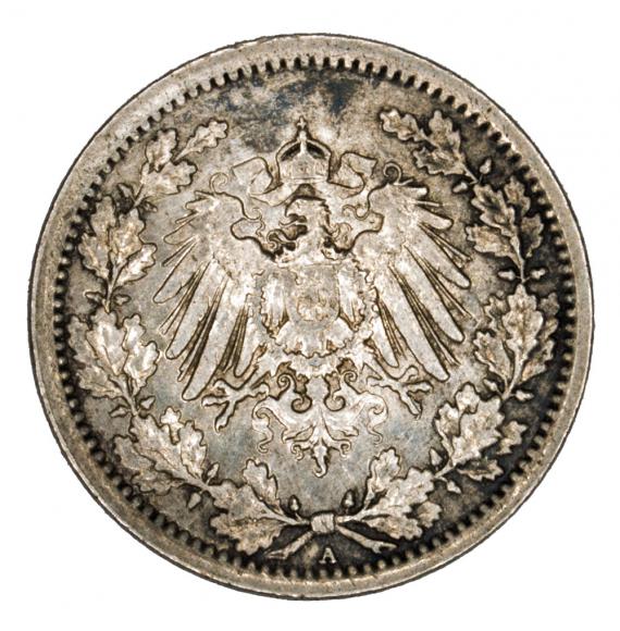 1/2 marki 1918 Wilhelm II Hohenzollern Prusy Berlin A (2)