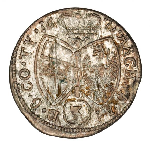 3 krajcary 1671 Leopold I Habsburg Austria Tyrol Hall (2)