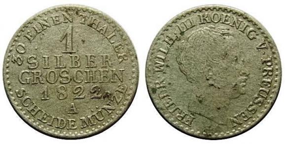 1 srebrny grosz 1822 Fryderyk Wilhelm III Prusy (1)