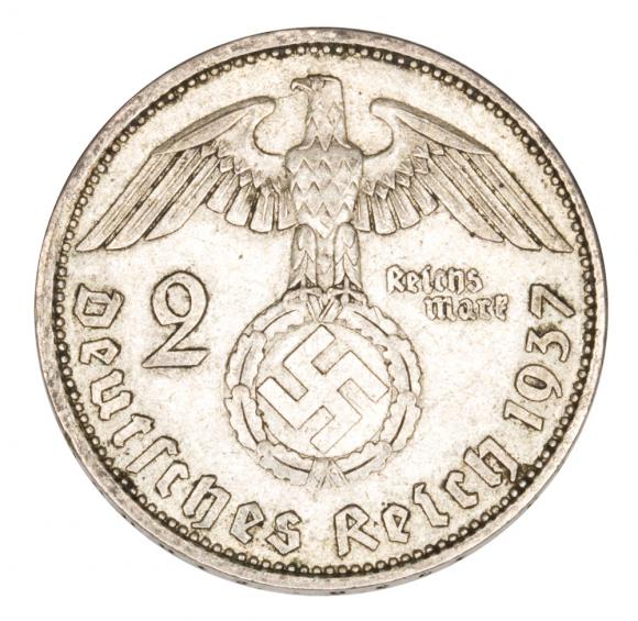 2 marki 1937 Paul von Hindenburg / swastyka Niemcy Berlin A (2)