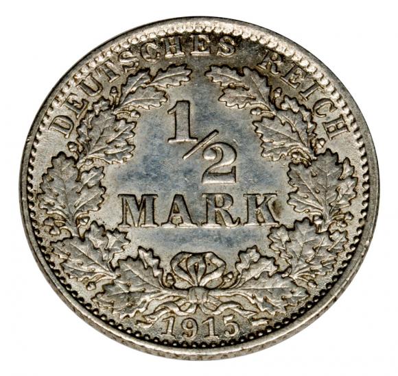 1/2 marki 1915 J Wilhelm II Hohenzollern Niemcy Hamburg (1)