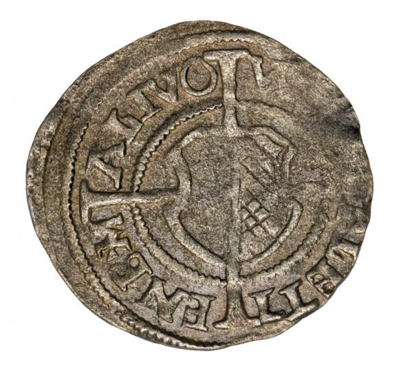 Szeląg 1532 Walter von Plettenberg Zakon Kawalerów Mieczowych Ryga (1)