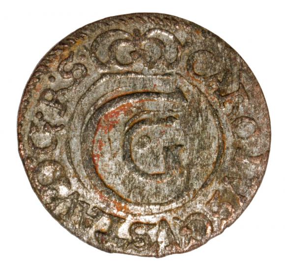 Szeląg 1657 Karol Gustaw Ryga (1)