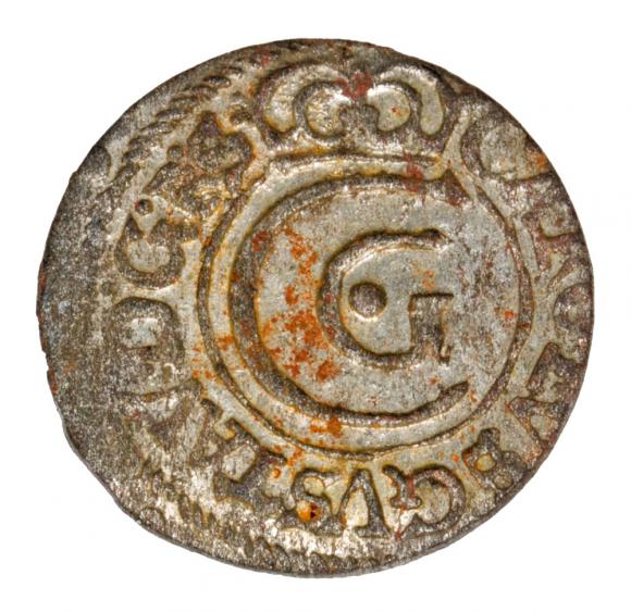 Szeląg 1657 Karol Gustaw Ryga (1)