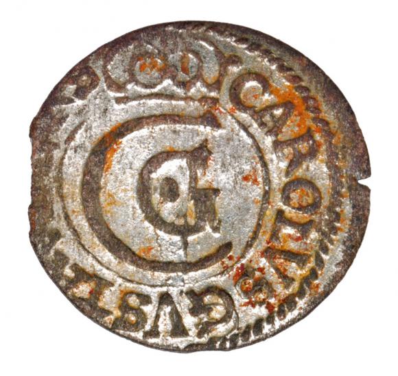 Szeląg 1658 Karol Gustaw Ryga (1)