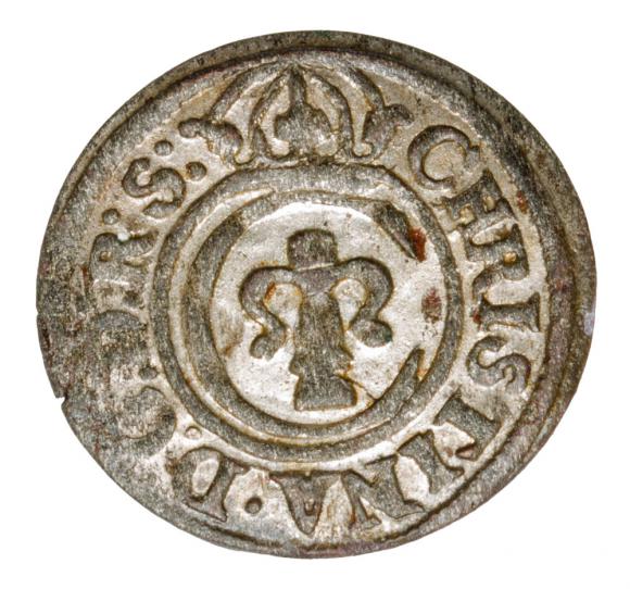 Szeląg 1645 Krystyna Waza Ryga (1)