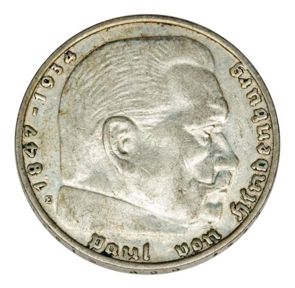 2 marki 1937 Paul von Hindenburg orzeł ze swastyką Niemcy Muldenhutten E (1)