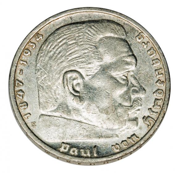 5 marek 1935 Paul von Hindenburg orzeł pruski Niemcy Muldenhutten E (1)
