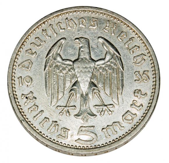 5 marek 1935 Paul von Hindenburg orzeł pruski Niemcy Muldenhutten E (2)