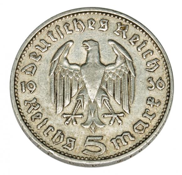 5 marek 1936 Paul von Hindenburg orzeł pruski Niemcy Hamburg J (2)