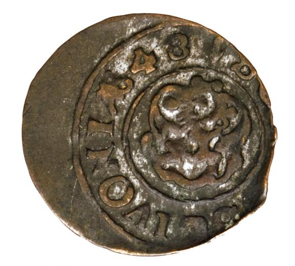 Szeląg 1648 Krystyna Waza Liwonia (2)
