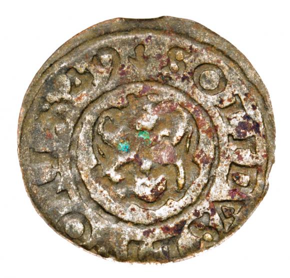 Szeląg 1649 Krystyna Waza Liwonia (2)