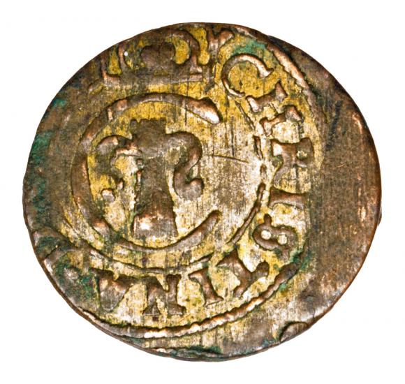 Szeląg 1651 Krystyna Waza Liwonia (1)