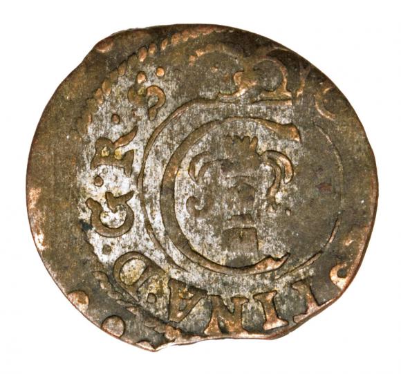 Szeląg 1653 Krystyna Waza Liwonia (1)