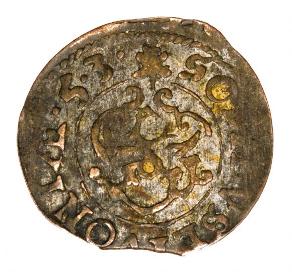 Szeląg 1653 Krystyna Waza Liwonia (2)