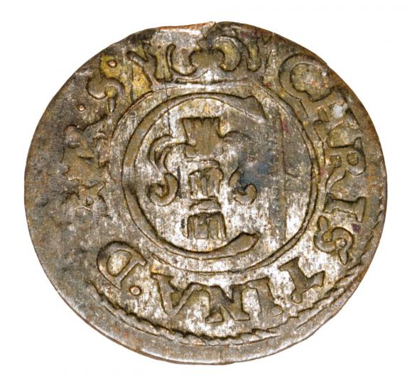 Szeląg 1653 Krystyna Waza Liwonia (1)