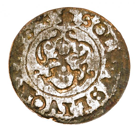 Szeląg 1654 Krystyna Waza Liwonia (2)