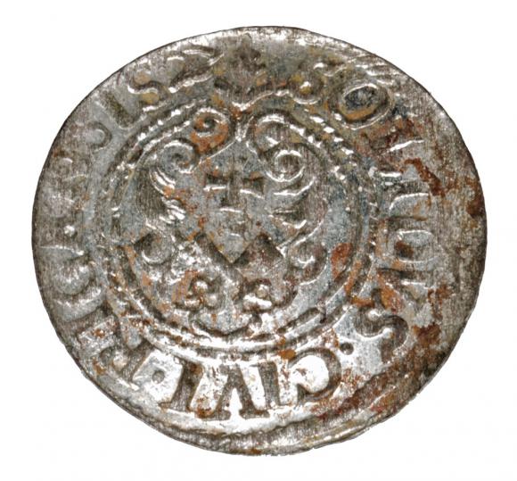 Szeląg 1627 Gustaw Adolf Ryga (2)