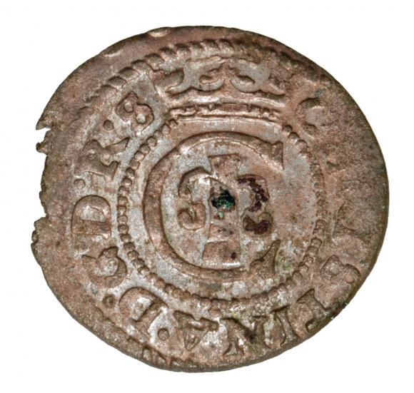 Szeląg 1644 Krystyna Waza Ryga (1)