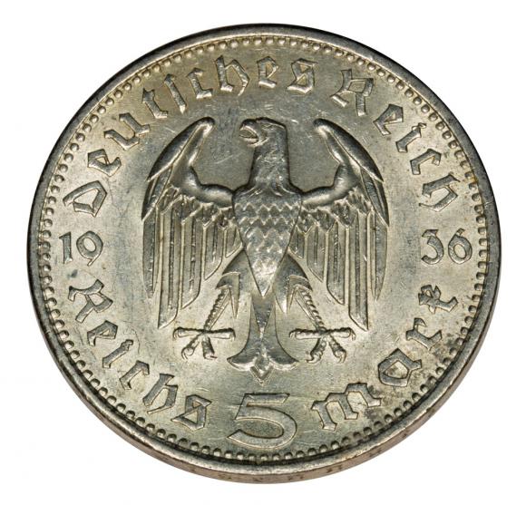5 marek 1936 A Paul von Hindenburg / orzeł pruski Berlin (2)