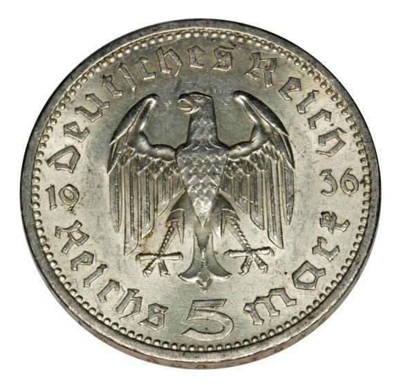 5 marek 1936 A Paul von Hindenburg / orzeł pruski Berlin (2)