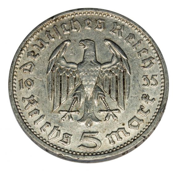 5 marek 1935 D Paul von Hindenburg / orzeł pruski Monachium (2)