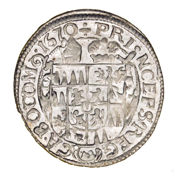 3 krajcary 1670 Karol II Lichtenstein Ołomuniec  (2)