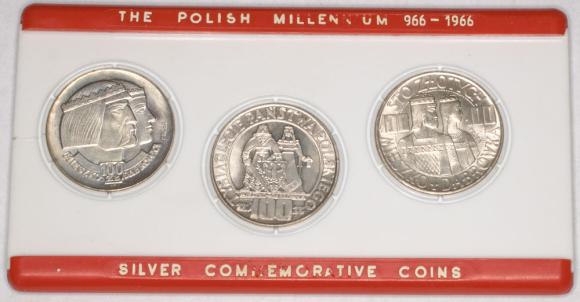 Zestaw 3 monet milenijnych Mieszko i Dąbrówka 1966 PRL (1)