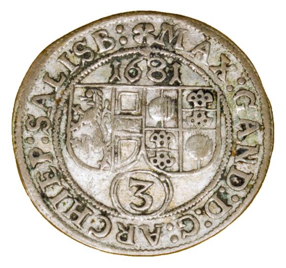 3 krajcary 1681 Maksymilian Gandolf graf Kuenburg Austria Salzburg (2)