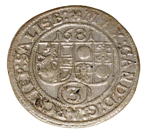3 krajcary 1681 Maksymilian Gandolf graf Kuenburg Austria Salzburg (2)
