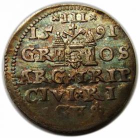 Obrazek 2 dla: Trojak 1591 Zygmunt III Waza Ryga