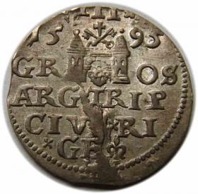 Obrazek 2 dla: Trojak 1595 Zygmunt III Waza Ryga