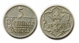 Obrazek dla: 5 fenigów 1923 Wolne Miasto Gdańsk