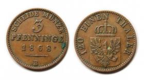 Obrazek dla: 3 fenigi 1868 Wilhelm I Niemcy