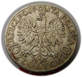 Obrazek 2 dla: 10 złotych 1933 Głowa Kobiety Warszawa