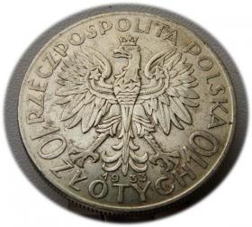 Obrazek 2 dla: 10 złotych 1933 Głowa Kobiety Warszawa